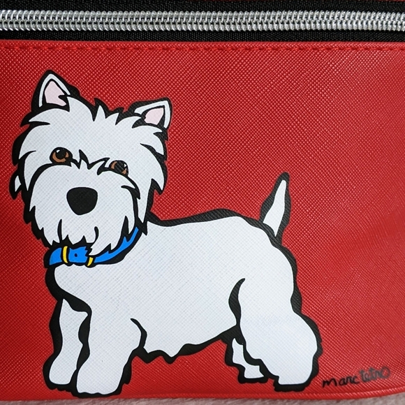 marc tetro Westie Cosmetic Case Bag Extra Large PVC Saffiano Red NWT - Picture 4 of 13